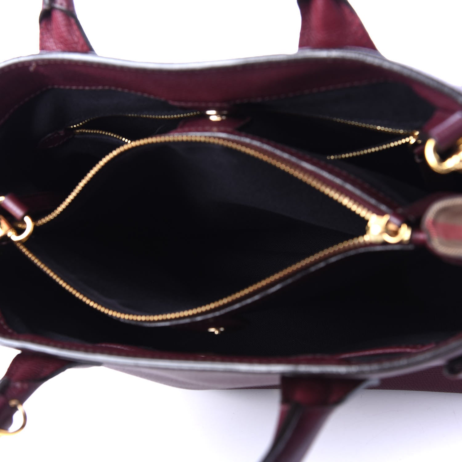 Burberry Grainy Calfskin House Check Medium Banner Tote Elderberry 4 of 11
