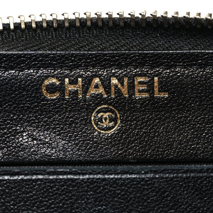 Chanel Caviar Sheepskin Chevron Quilted Medium Mademoiselle Vintage Zip Around Wallet Black 6 of 11