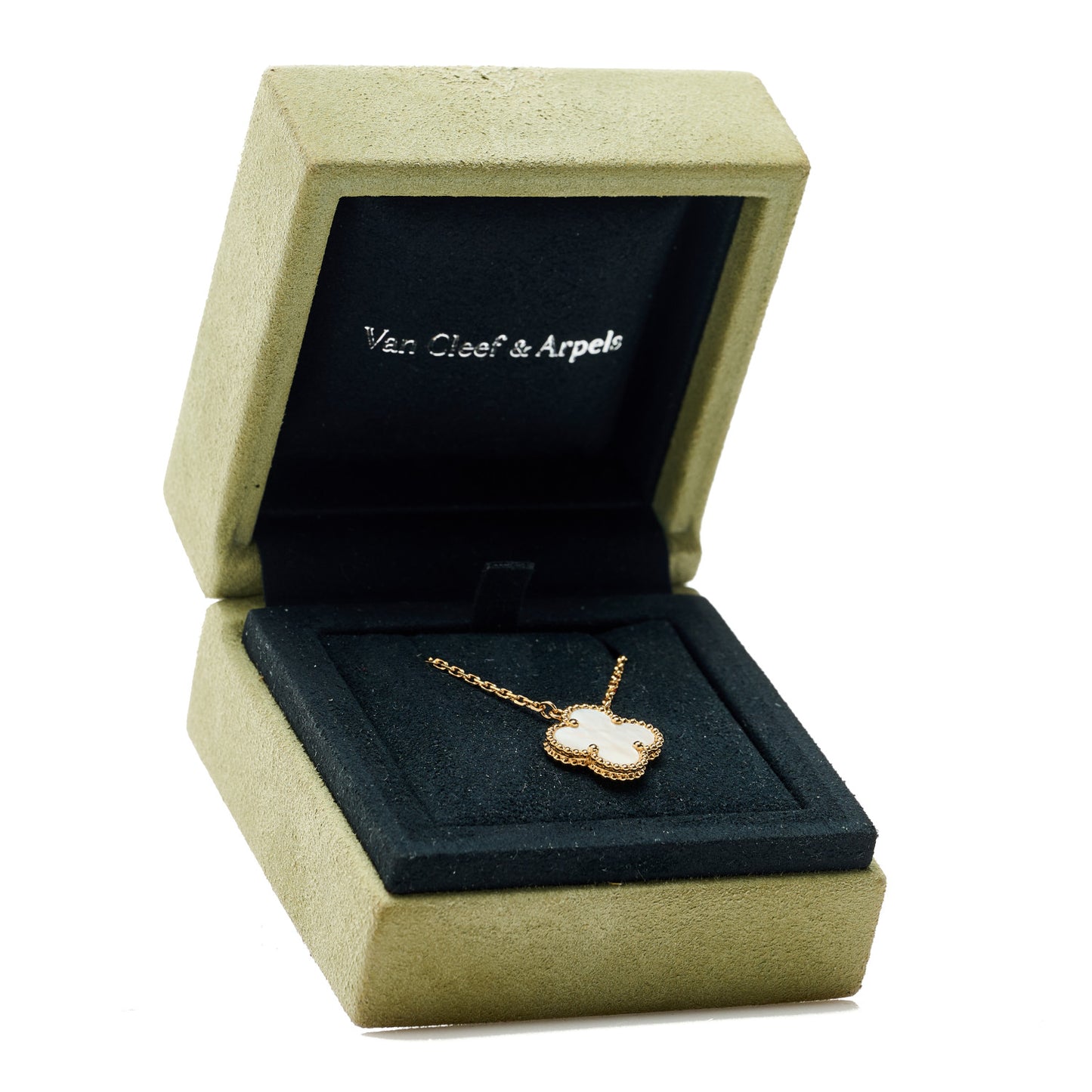 18K Yellow Gold Mother of Pearl Vintage Alhambra Pendant Necklace