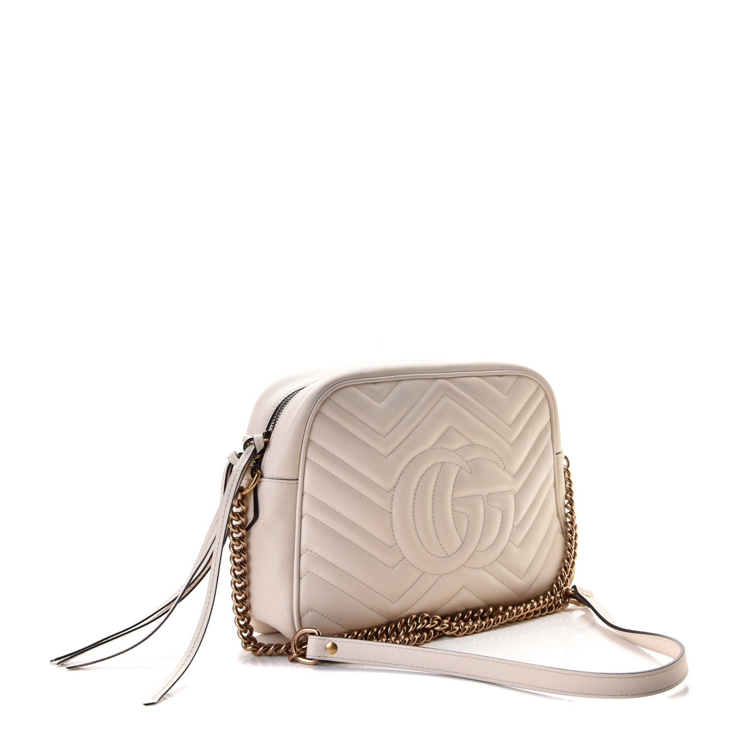 Gucci Calfskin Matelasse Medium GG Marmont Chain Shoulder Bag Mystic White 2 of 12