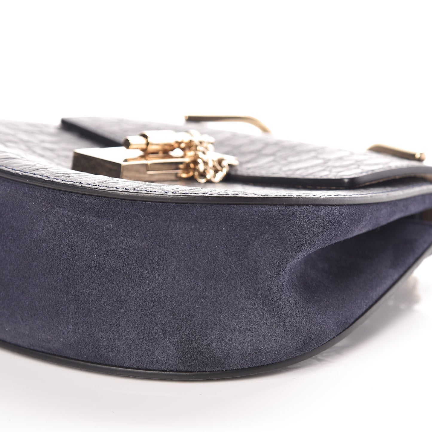 Calfskin Crocodile Embossed Mini Drew Shoulder Bag Navy