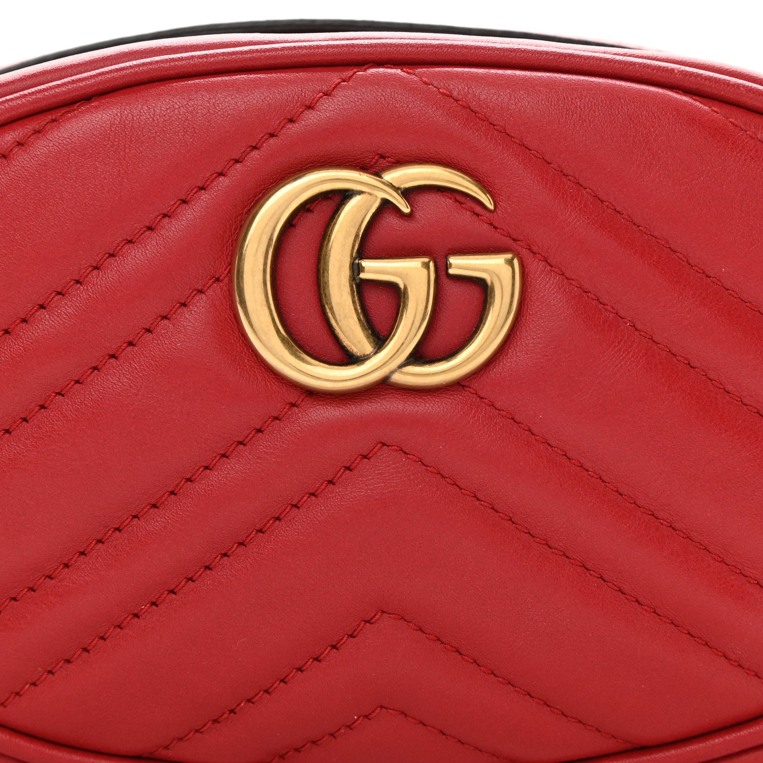 Gucci Calfskin Matelasse GG Marmont Belt Bag 85 34 Hibiscus Red 11 of 13