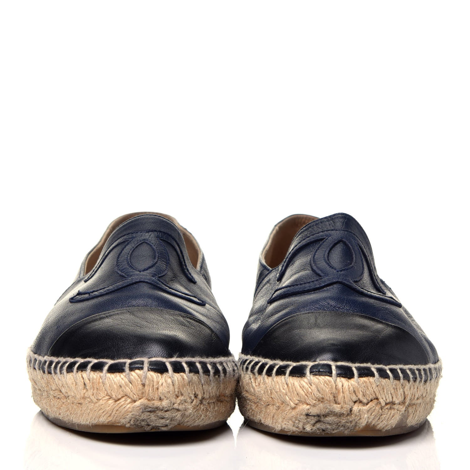 Chanel Lambskin CC Espadrilles 38 Navy Black 2 of 8