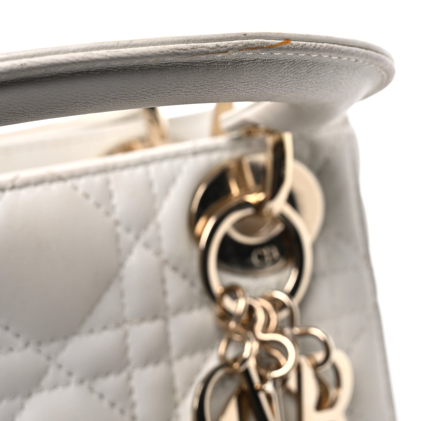 Lambskin Cannage Mini Lady Dior White