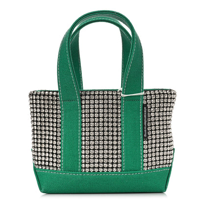 Alexander Wang Mesh Crystal Rhinestone Mini Cruiser Tote Green Silver 1 of 9
