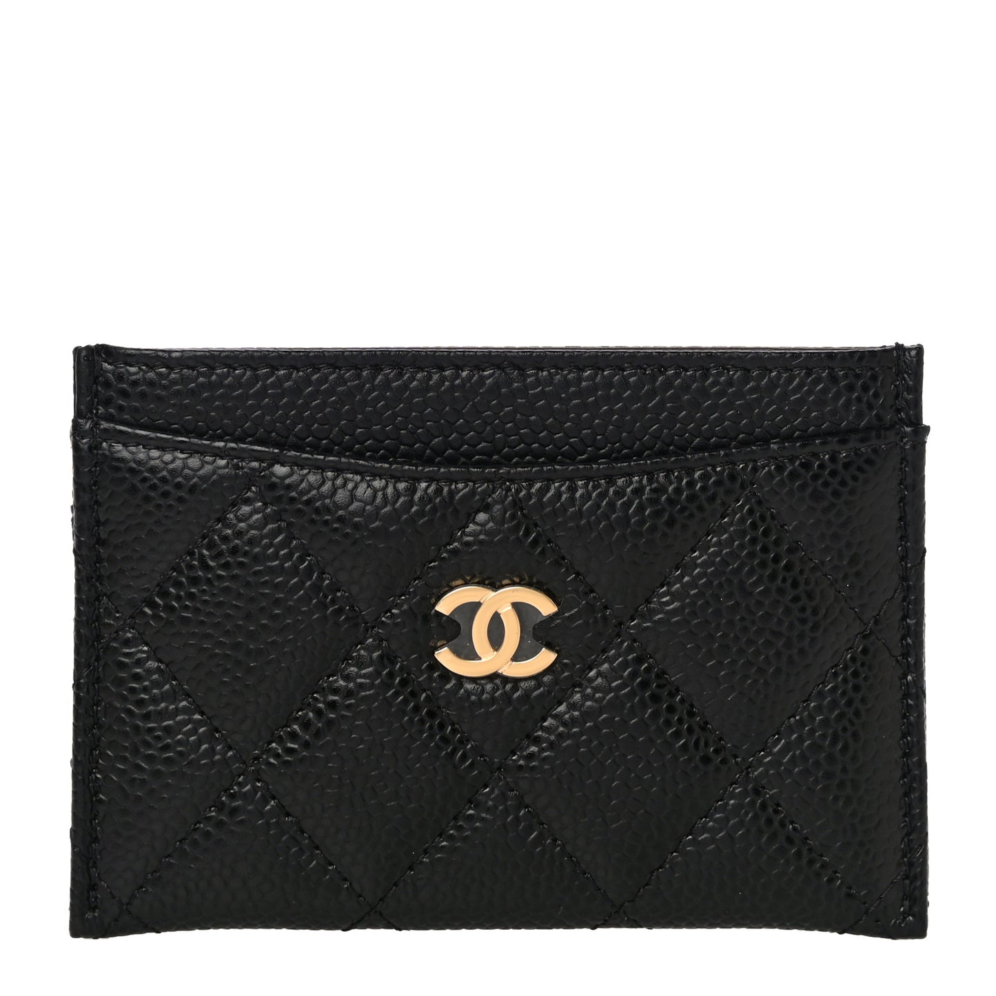 Caviar Quilted Card Holder Black