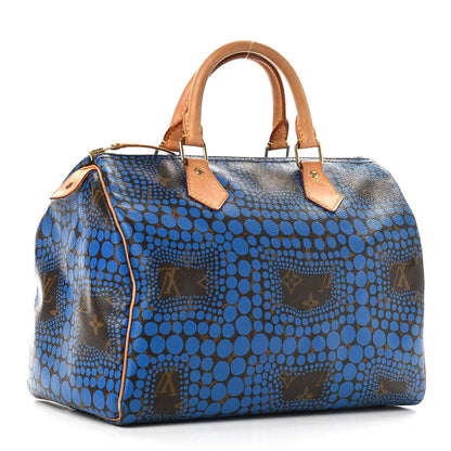 Louis Vuitton Monogram Kusama Town Speedy 30 Blue 3 of 11
