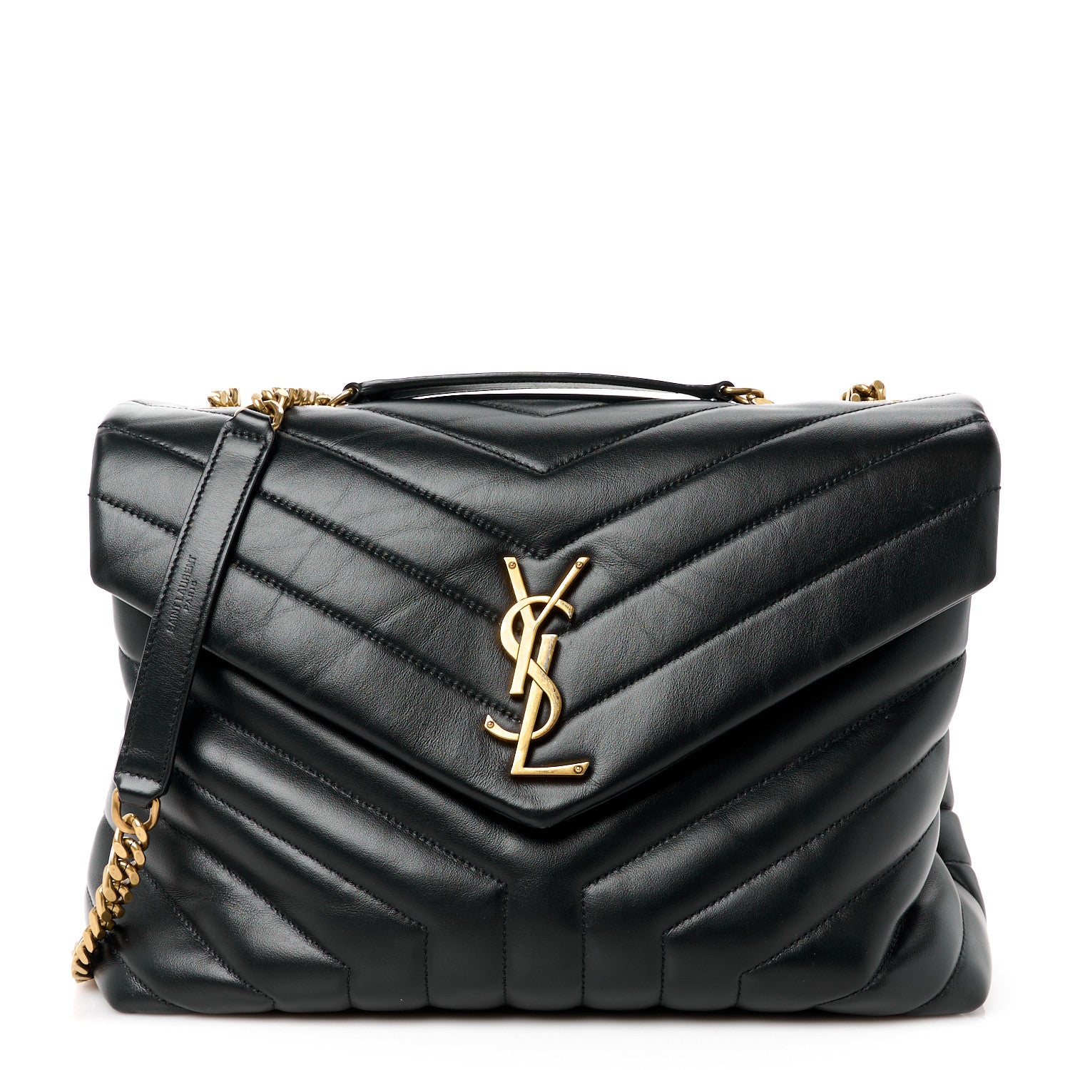 Saint Laurent Calfskin Y Quilted Monogram Medium Loulou Chain Satchel Black 1 of 11