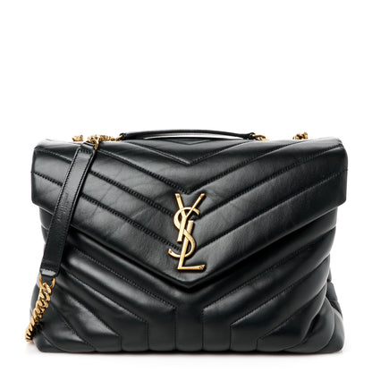Saint Laurent Calfskin Y Quilted Monogram Medium Loulou Chain Satchel Black 1 of 11
