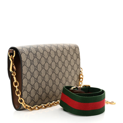 Gucci GG Supreme Monogram Azalea Calfskin Web Small Horsebit 1955 Crossbody Bag Beige Ebony Brown Sugar 3 of 11