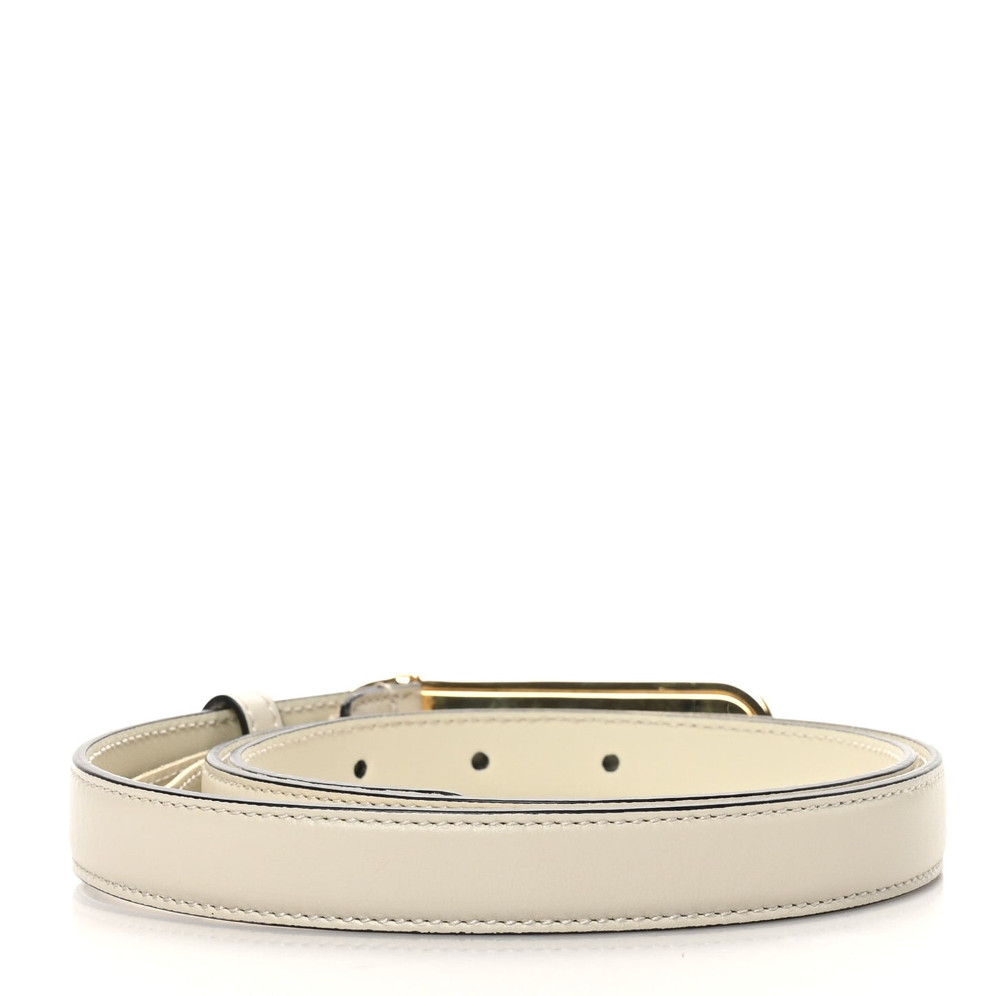 Plutone Calfskin Crystal Embellished Logo 20mm Belt 85 34 White