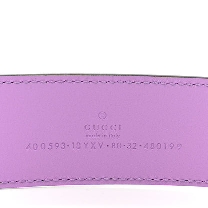 Gucci Azalea Calfskin Enamel Monochrome Double G 40mm Belt 80 32 Wisteria Chic 5 of 6