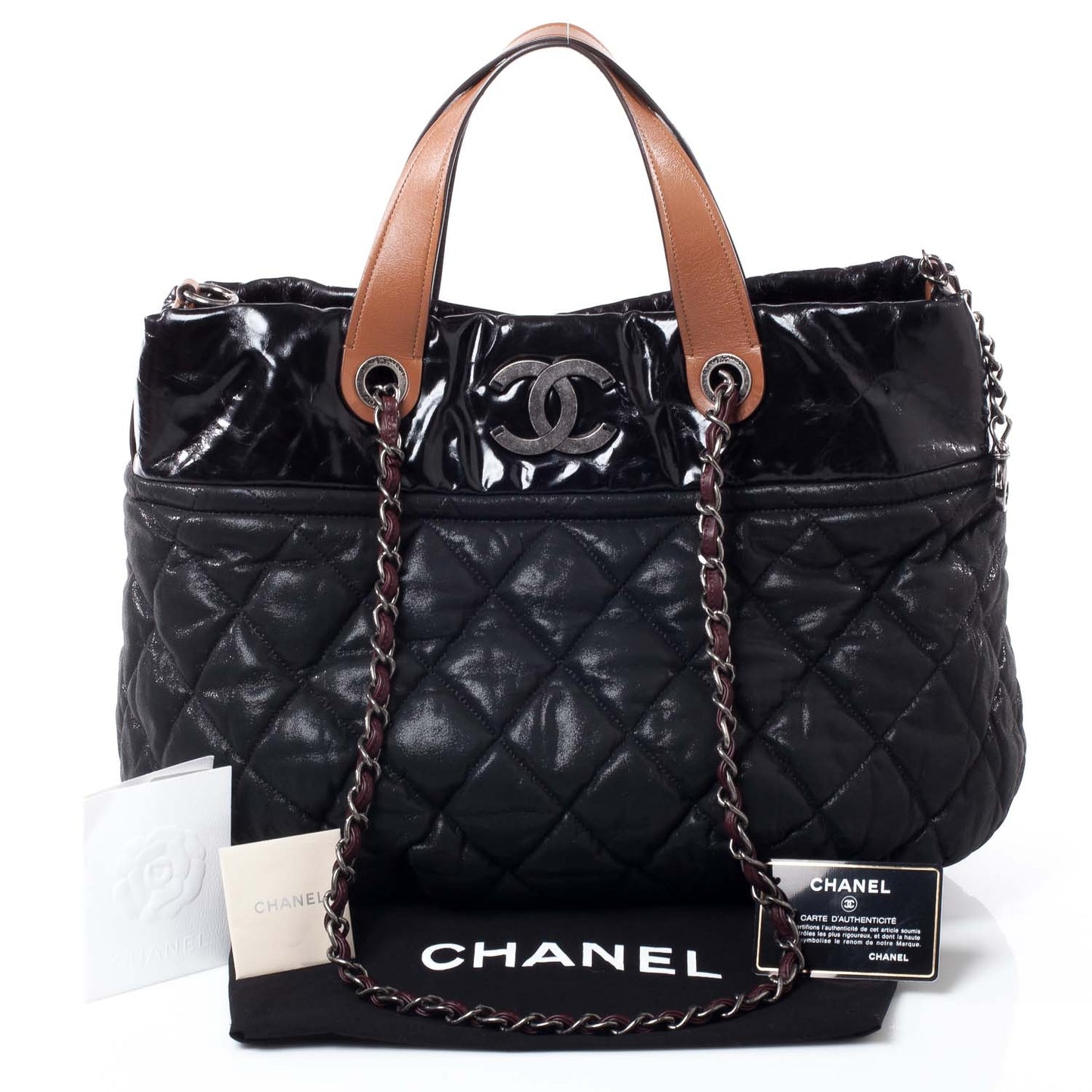 Iridescent Calfskin Small In The Mix Tote Navy