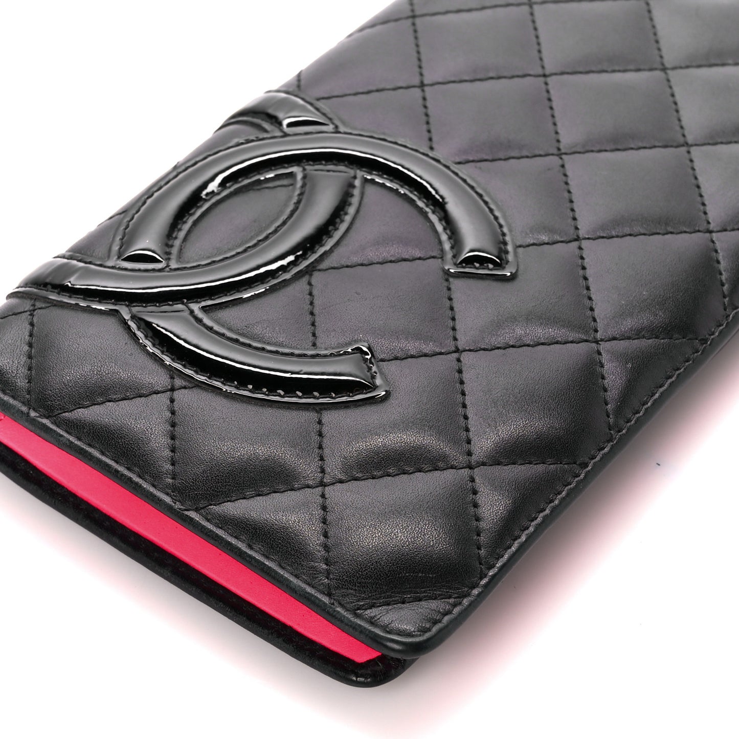 Calfskin Quilted Cambon Yen Wallet Black