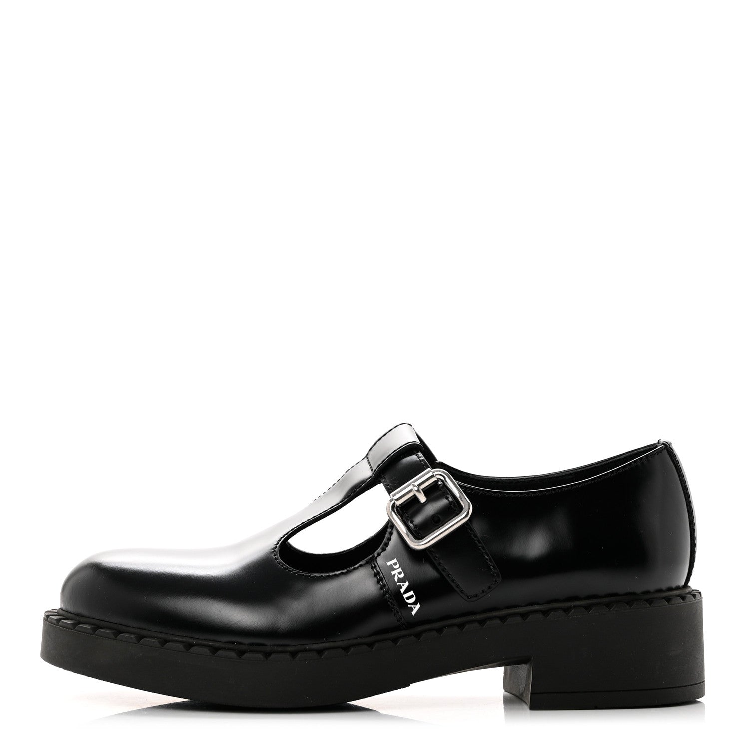 Prada Spazzolato Mary Jane T Strap 40mm Loafers 38 Black 1 of 10