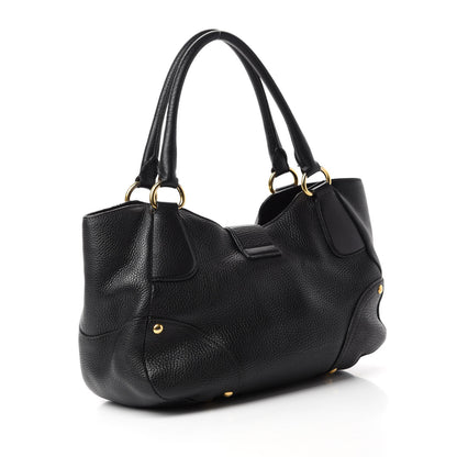 Prada Vitello Daino Buckle Tote Black 3 of 12