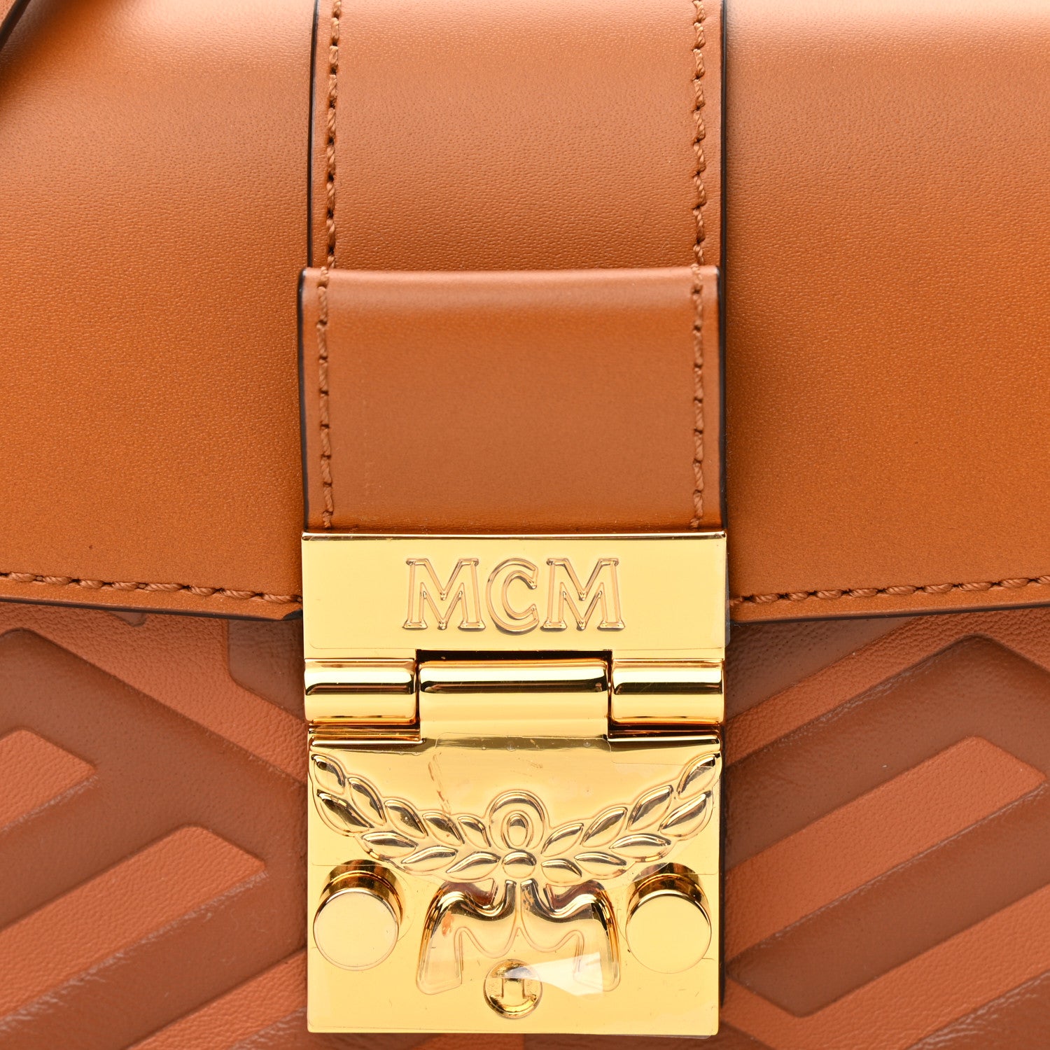 MCM Cubic Monogram Mini Tracy Crossbody Bag Cognac 9 of 9