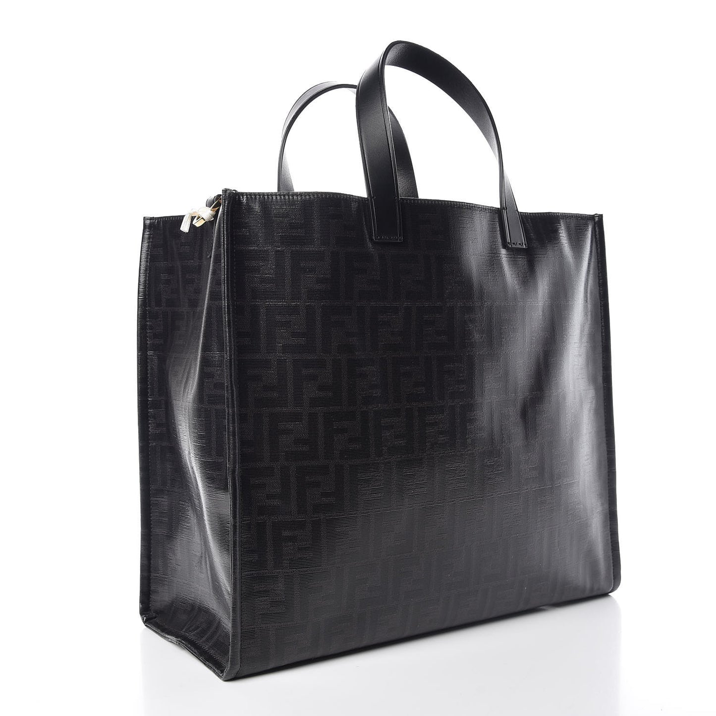 X FILA Glazed Fabric FF 1974 Mania Shopping Tote Bag Black White