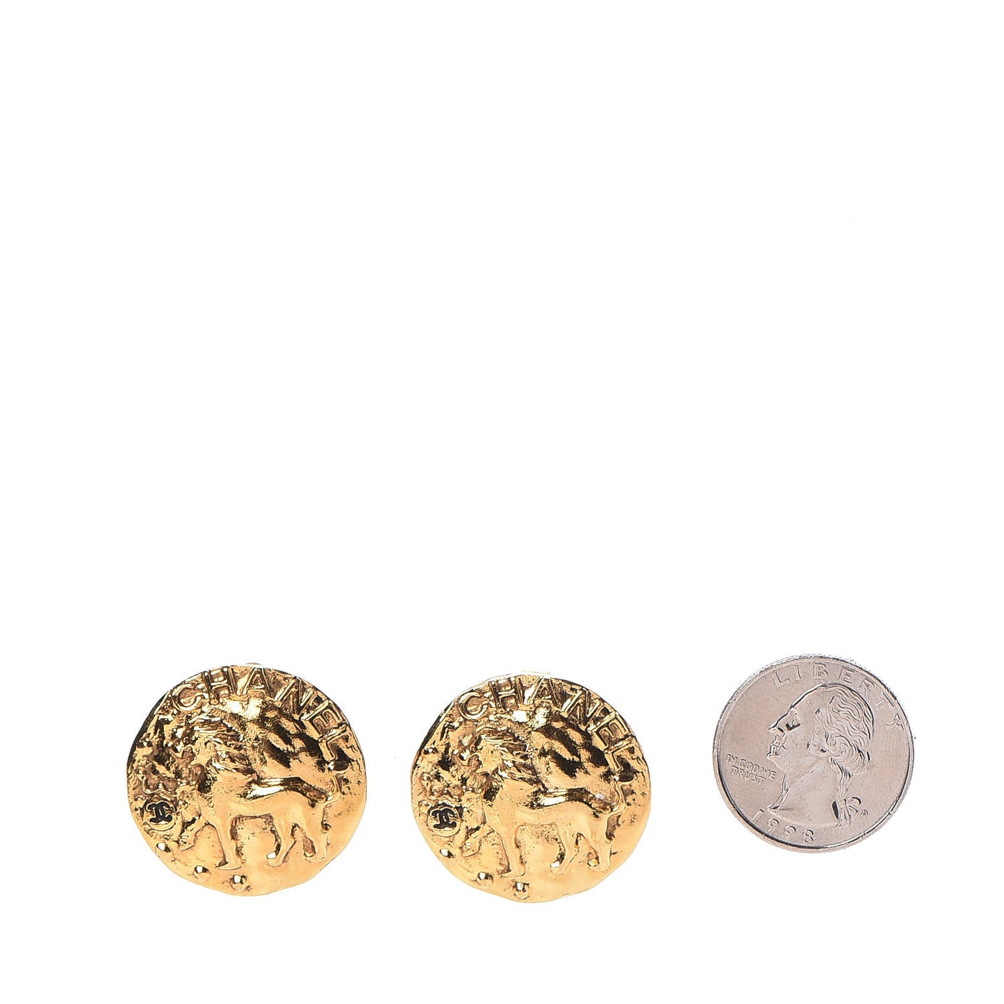 Round CC Clip On Earrings Gold