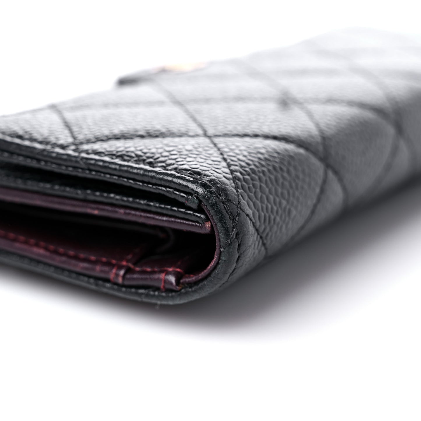 Caviar Quilted Large Flap Wallet Black
