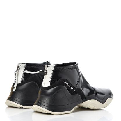 Fendi Vernice High-Tech Womens FFluid Zip Up Sneakers 37.5 Black White 4 of 14