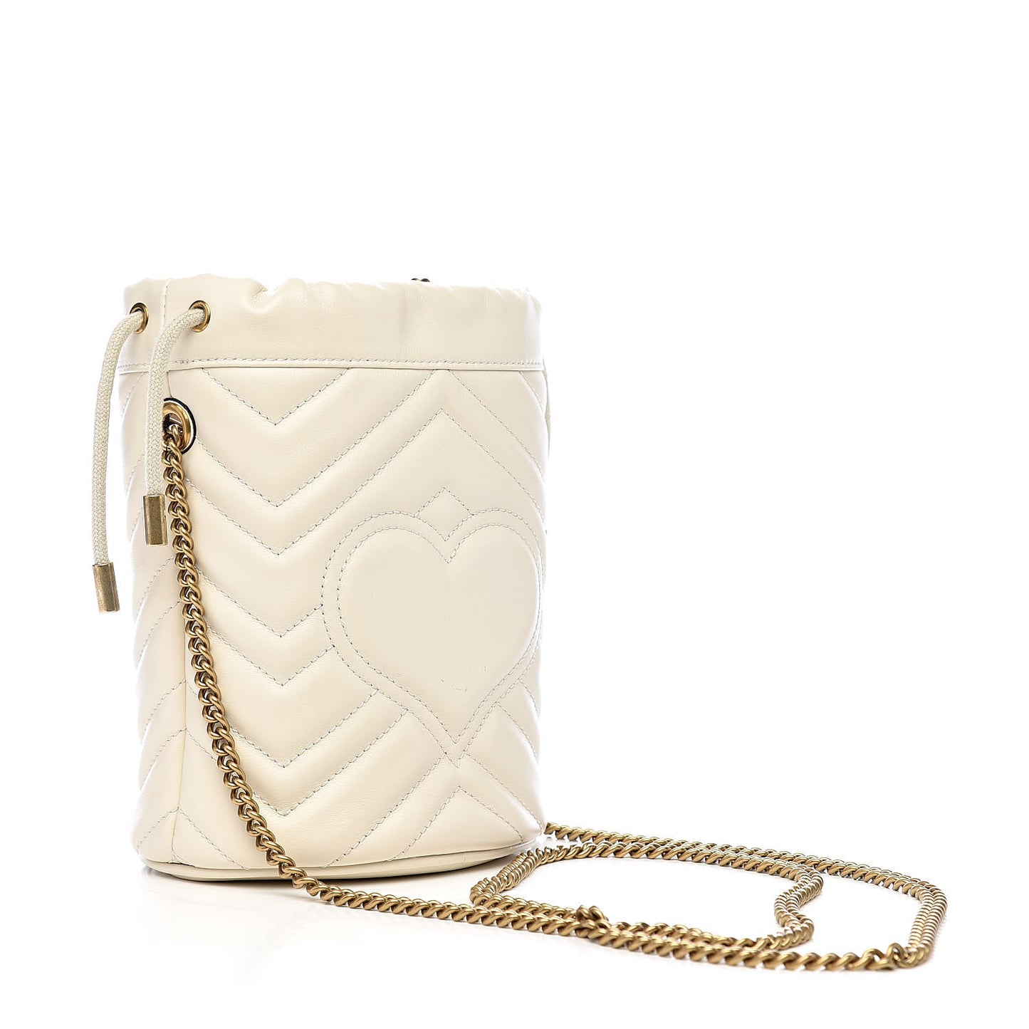 Calfskin Matelasse Mini GG Marmont 2.0 Bucket Bag White