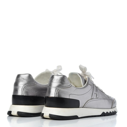 Hermes Metallic Nappa Womens Trail Sneakers 37 Gris Argente 4 of 22