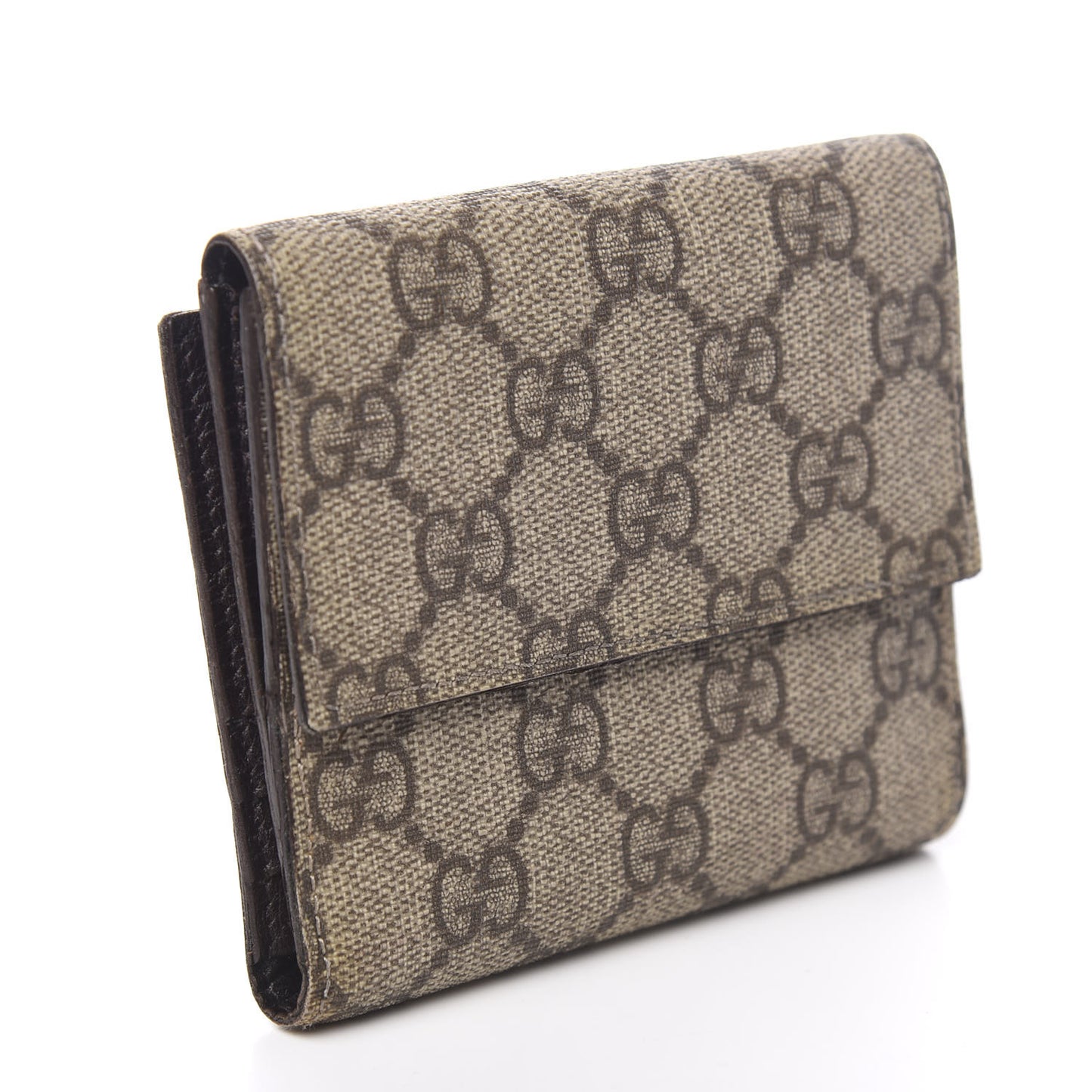 GG Plus Monogram Ladies GG Compact Flap Wallet Beige Ebony Cocoa
