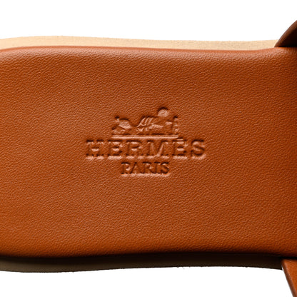 Hermes Calfskin Cork Eze 30 Sandals 35 Marron Glaise 7 of 9