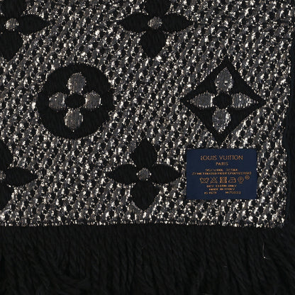 Louis Vuitton Wool Silk Logomania Shine Scarf Black 3 of 3