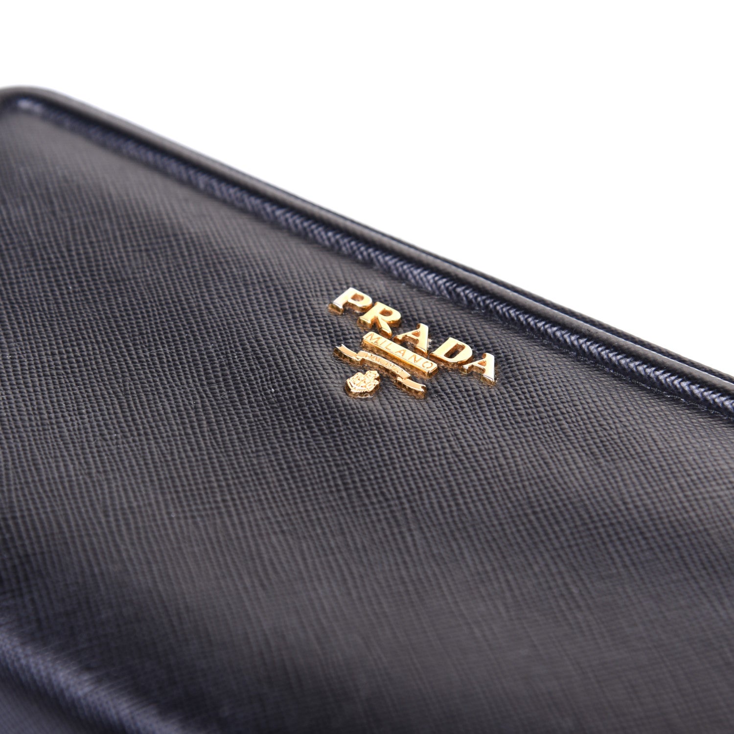 Prada Saffiano Metal Zip Around Wallet Black 9 of 9