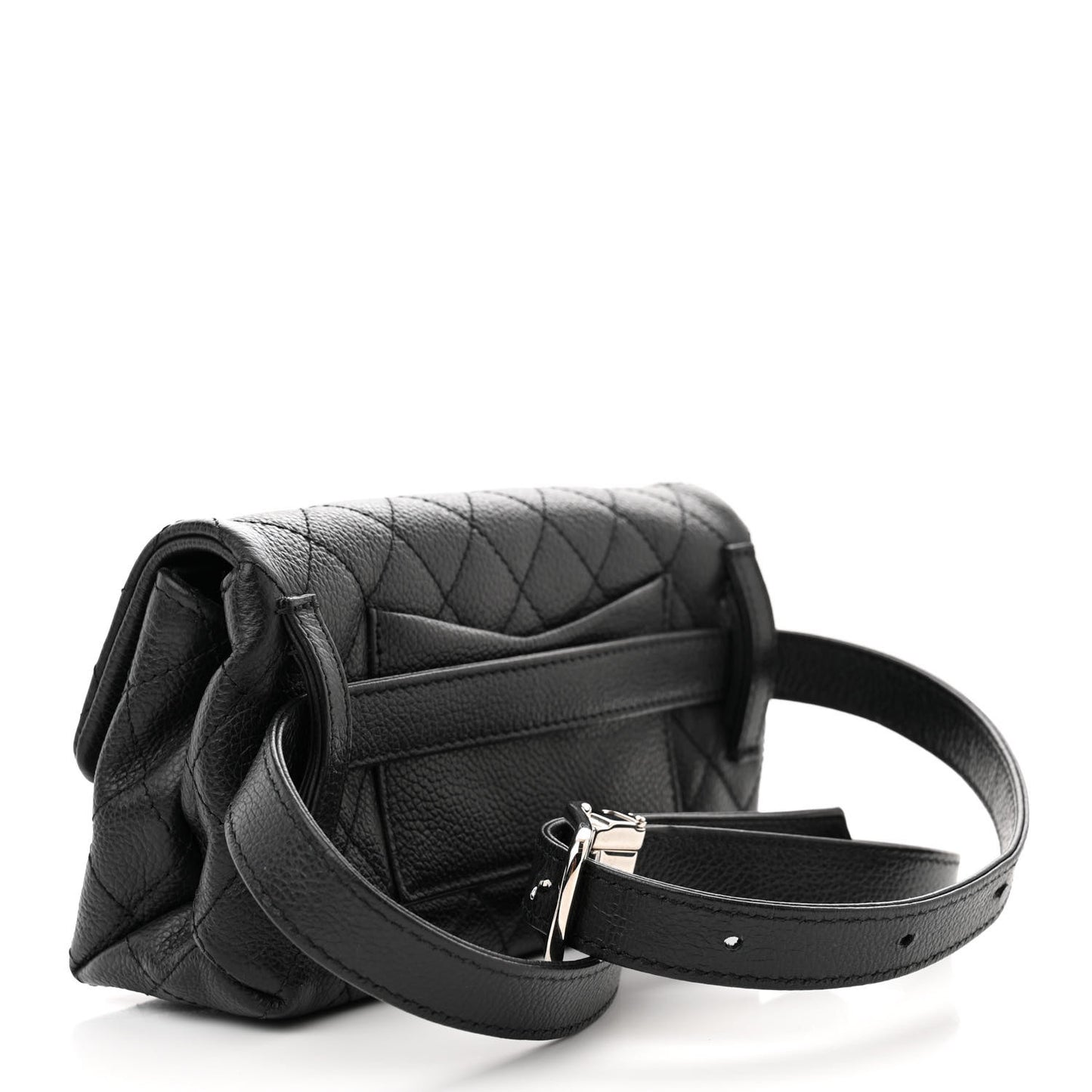 Grained Calfskin Quilted 2.55 Reissue Flap Belt Bag Clutch Black