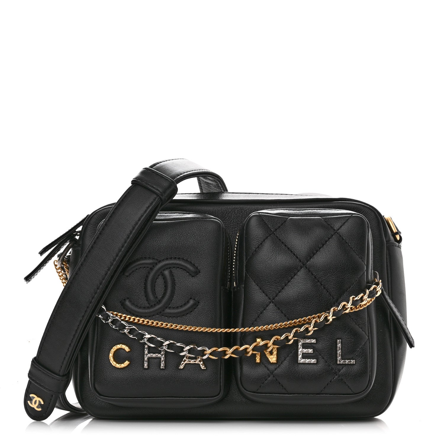 Chanel Calfskin Quilted Small Camera Case Black 1 of 9