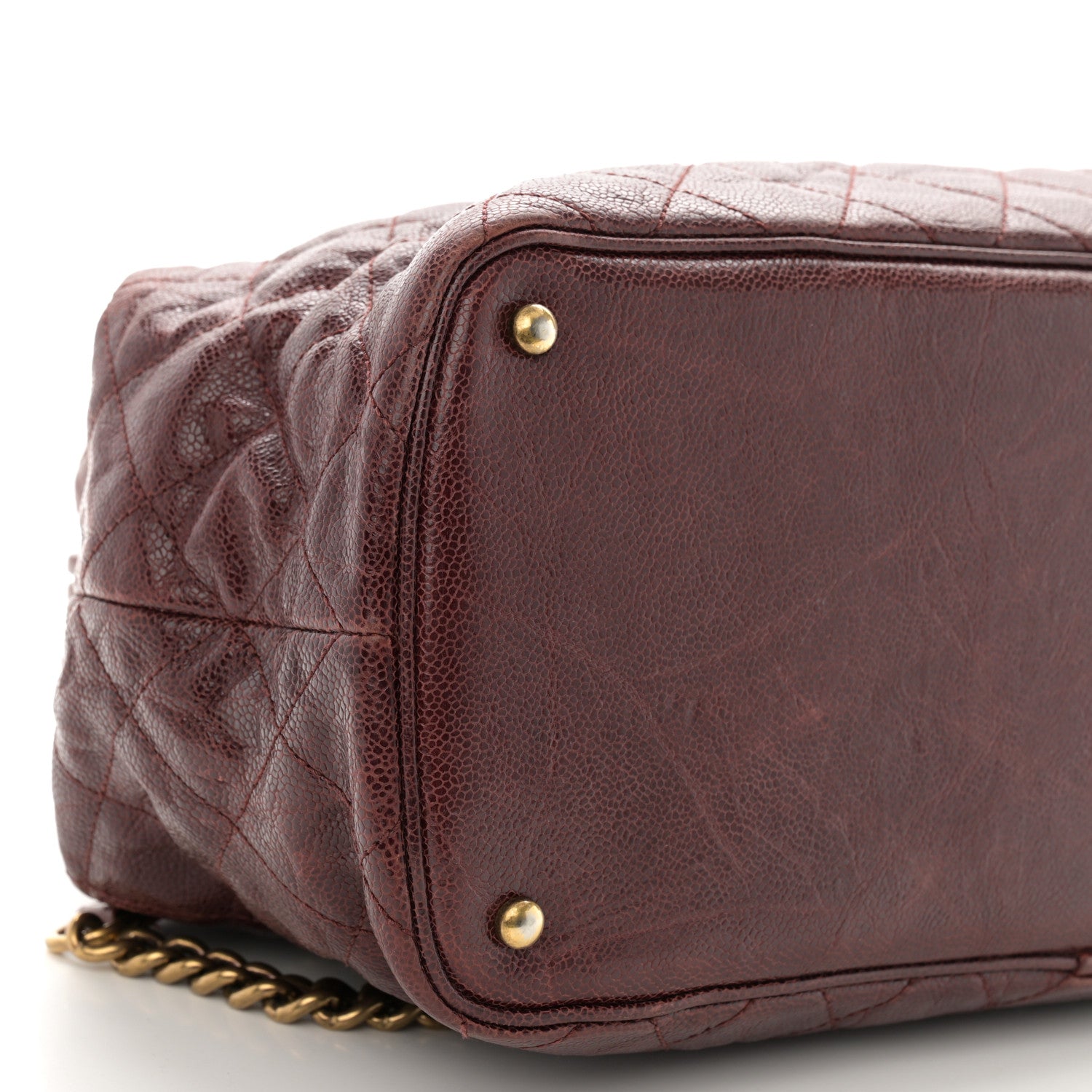 Chanel Glazed Caviar Quilted Small Shiva Tote Burgundy 9 of 11
