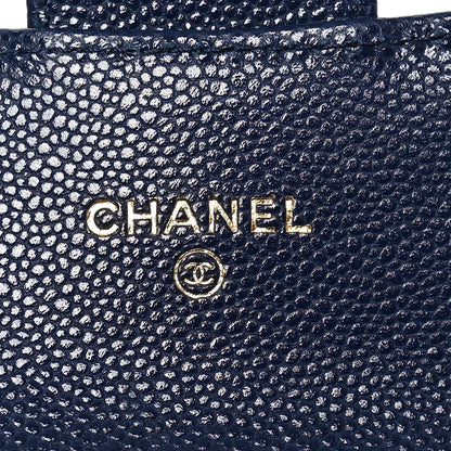 Chanel Caviar Quilted Flap Card Holder Wallet Navy Blue 6 of 9