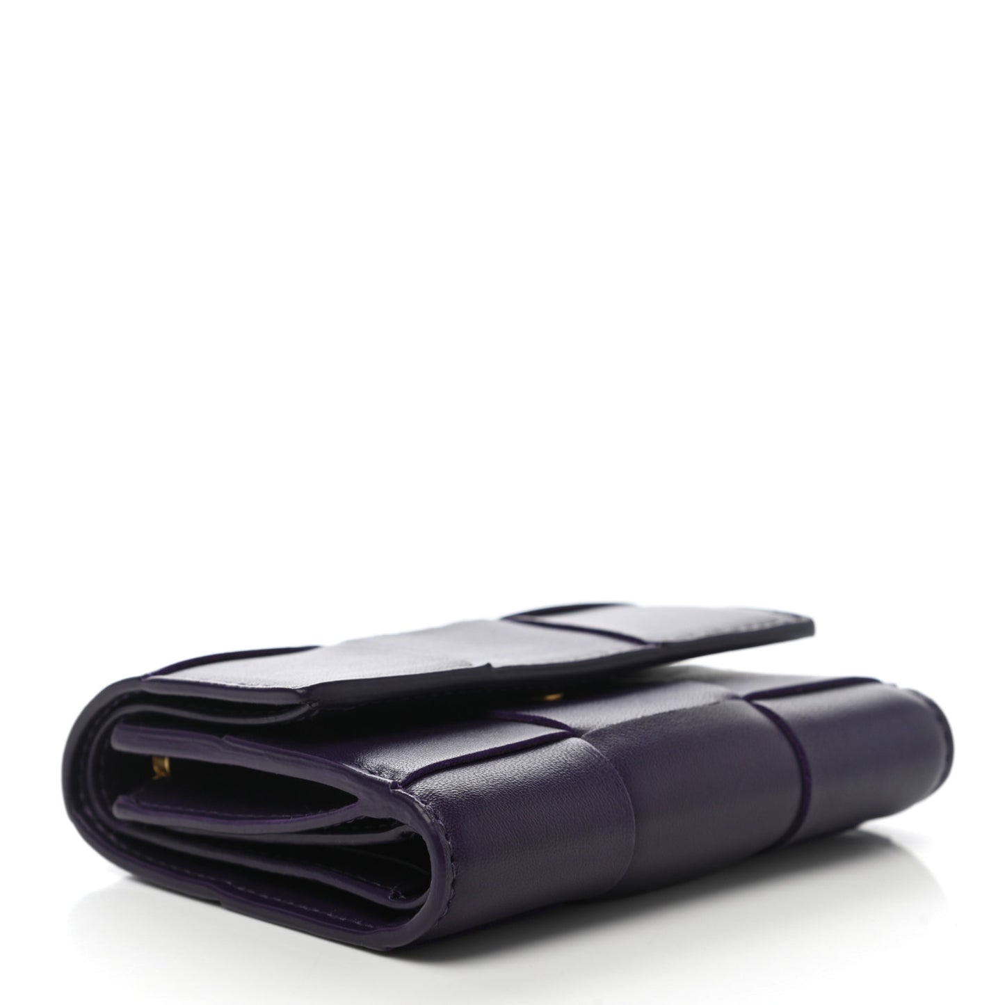 Nappa Maxi Intrecciato Trifold Zip Wallet Grape