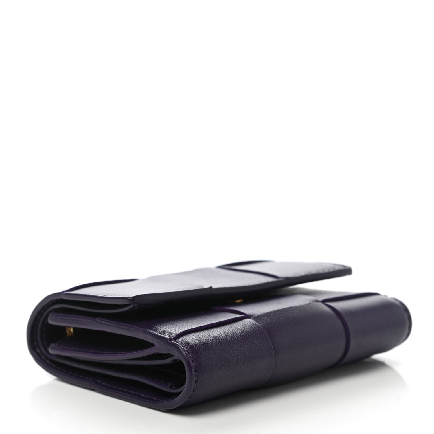 Bottega Veneta Nappa Maxi Intrecciato Trifold Zip Wallet Grape 4 of 6
