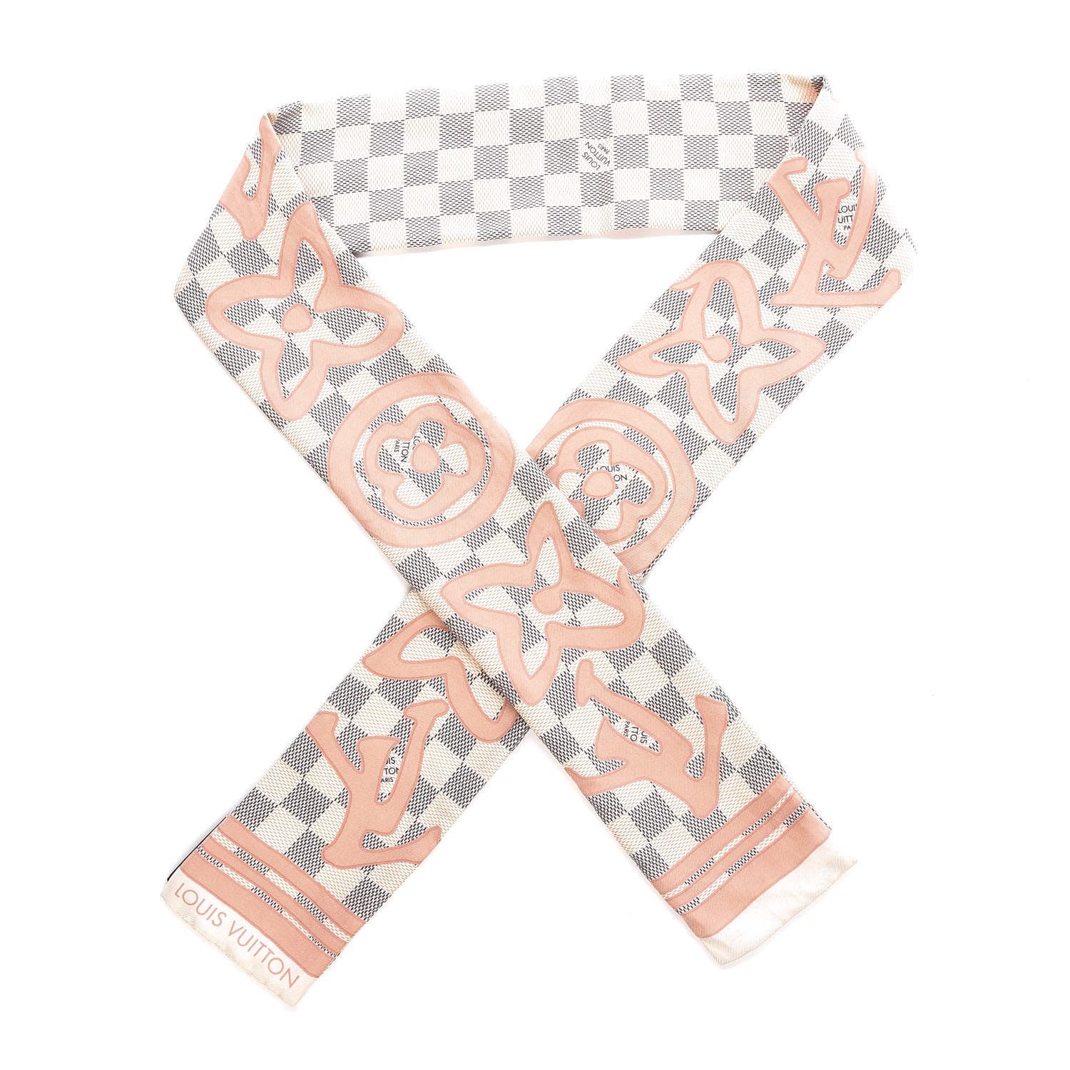 Louis Vuitton Silk Damier Azur Tahitienne Bandeau Rose Ballerine 1 of 5