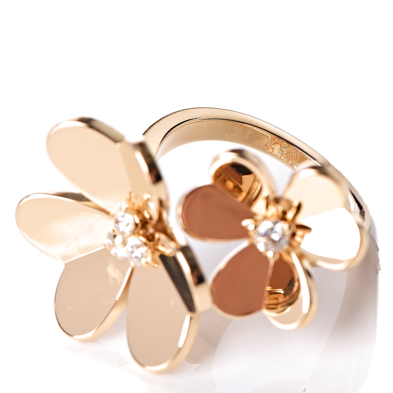 Van Cleef & Arpels 18K Yellow Gold Diamond Frivole Between The Finger Ring 51 5.75 6 of 6