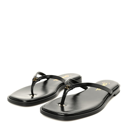 Chanel Lambskin CC Times Square Thong Sandals 38 Black 4 of 11