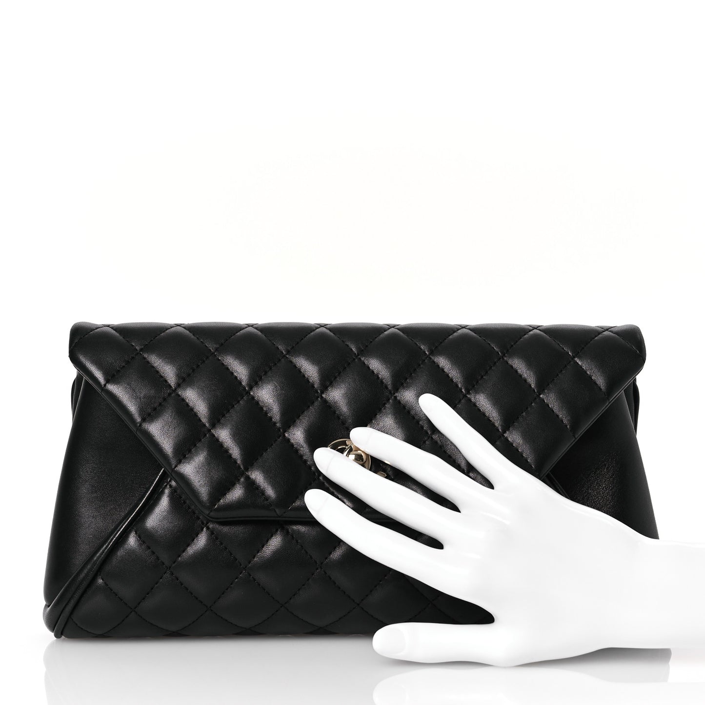 Lambskin Quilted Fold Up Again Clutch Black