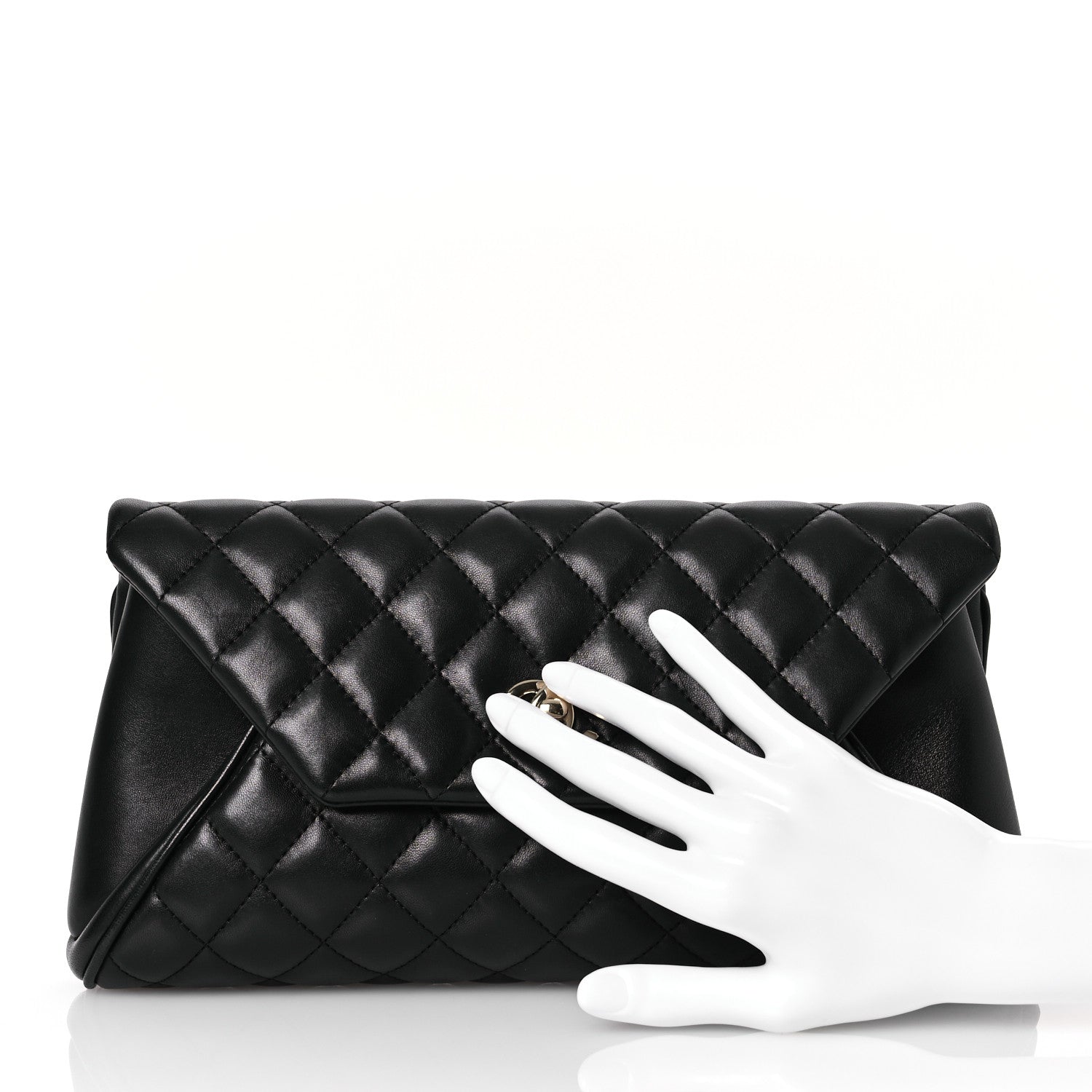 Chanel Lambskin Quilted Fold Up Again Clutch Black 2 of 15