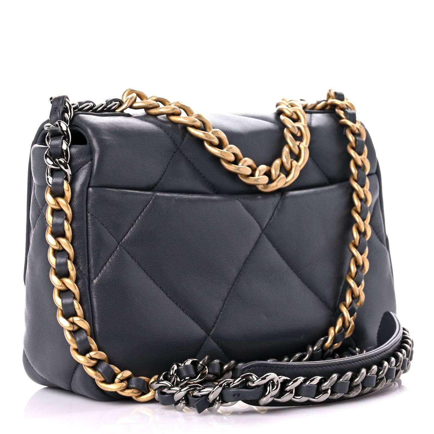 Lambskin Quilted Medium Chanel 19 Flap Dark Grey
