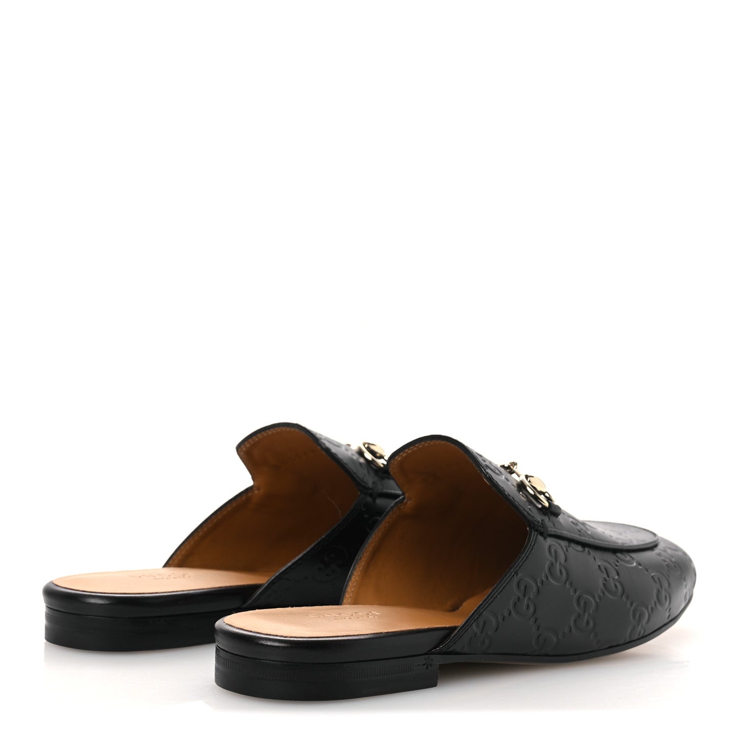 Glamour Calfskin Guccissima Womens Princetown Slippers 37.5 Black
