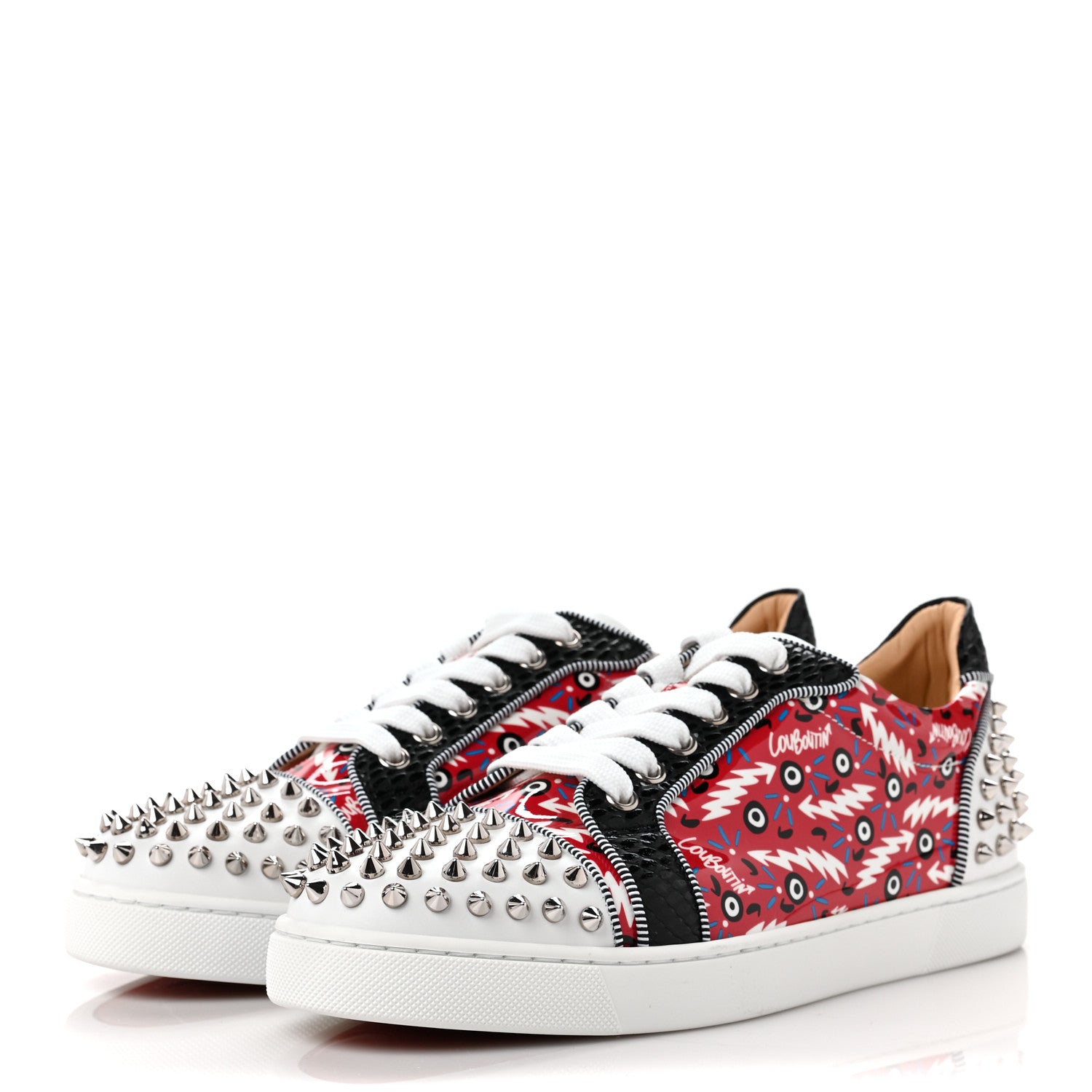 Christian Louboutin Calfskin Patent Womens Louis Junior Spikes Vieria Orlato Flat Sneakers 40 Version Multicolor 4 of 7