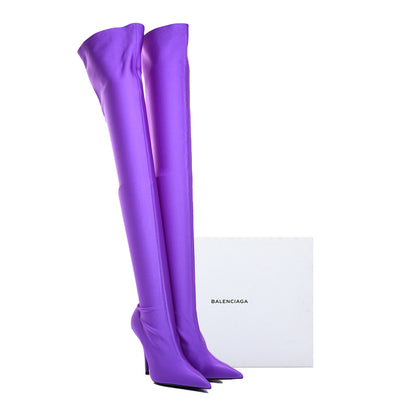 Balenciaga Spandex Pointed Toe Knife Thigh High Boots 36 Violet 7 of 7