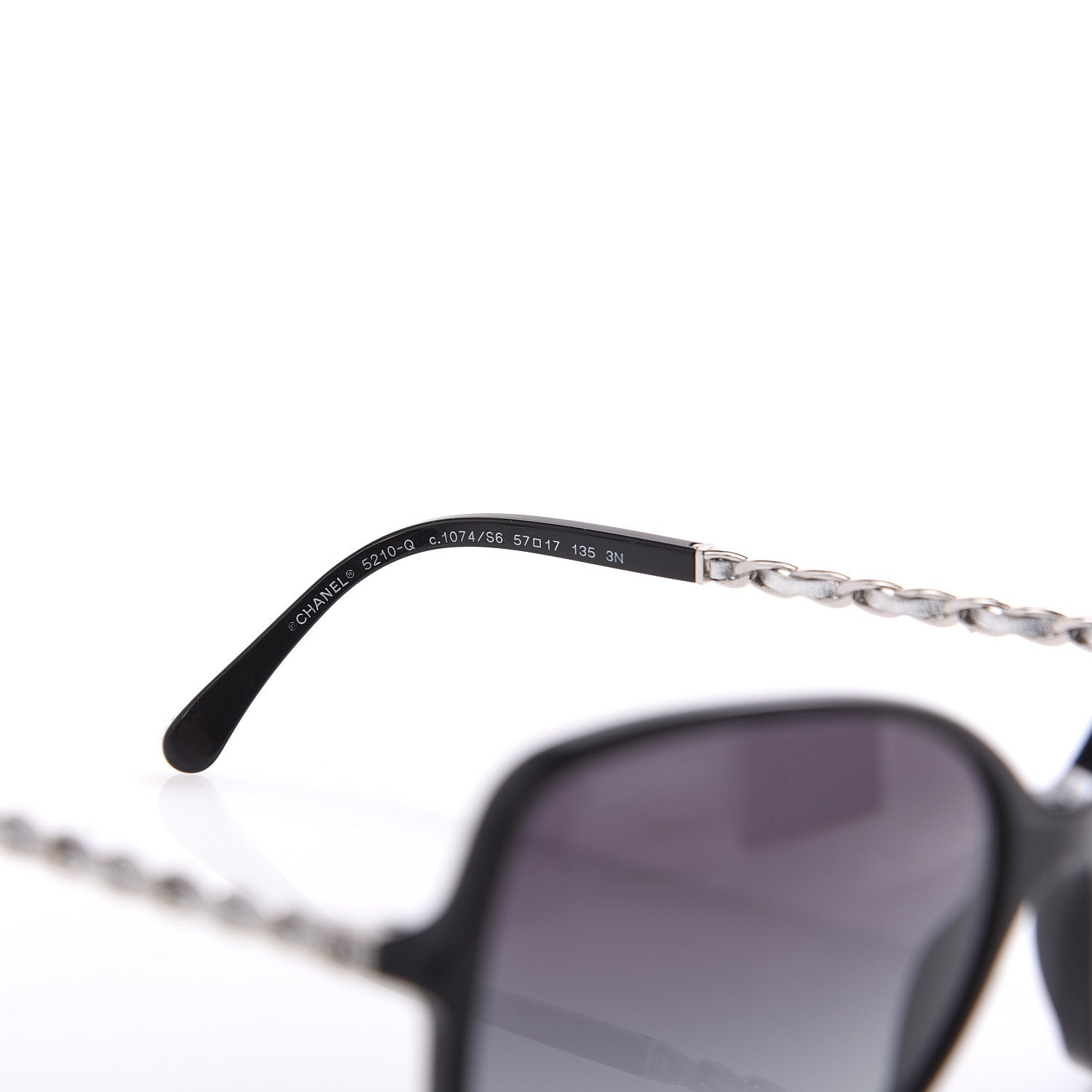 Chanel Lambskin Square Chain Sunglasses 5210-Q Black 5 of 8