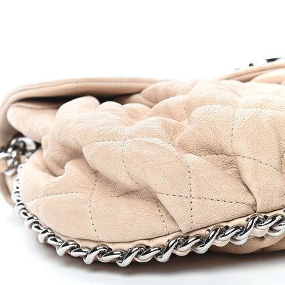 Chanel Washed Lambskin Quilted Medium Chain Around Flap Beige 8 of 9