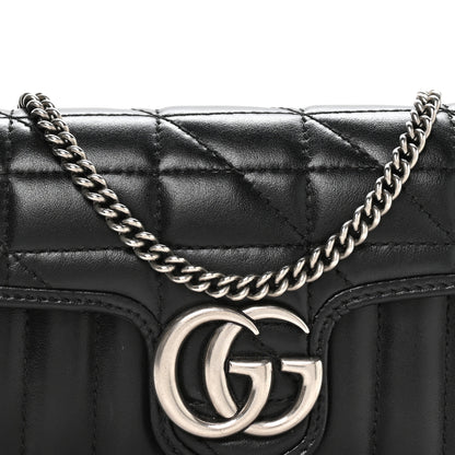 Gucci Calfskin Matelasse Aria Super Mini GG Marmont Shoulder Bag Black 7 of 10