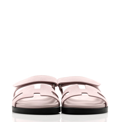 Hermes Suede Goatskin Womens Chypre Sandals 36 Rose Porcelaine 2 of 10